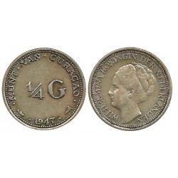 (44) Curasao. 1944. ¼ Gulden (MBC) (Plata)