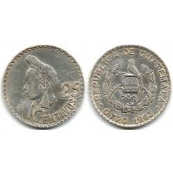 (263) Guatemala. 1963. 25 Centavos (MBC-) (Plata)