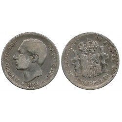 Alfonso XII. 1882*(---82). 1 Peseta (BC) (Plata) Ceca de Madrid MS-M