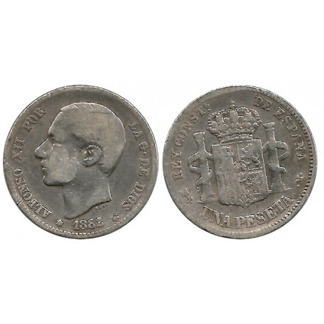 Alfonso XII. 1882*(---82). 1 Peseta (BC) (Plata) Ceca de Madrid MS-M