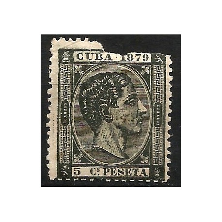 (50) Cuba Colonial. 1879. 5 Céntimos de Peseta (Usado, con rotura)
