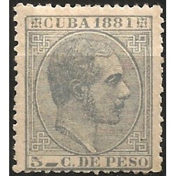 (65) Cuba Colonial. 1881. 5 Centavos de Peso (Nuevo, con señal de fijasellos)