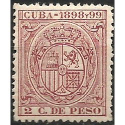 Cuba Colonial. 1898-99. 2 Centavos de Peso (Nuevo, con señal de fijasellos)