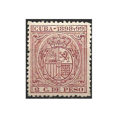 Cuba Colonial. 1898-99. 2 Centavos de Peso (Nuevo, con señal de fijasellos)
