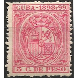Cuba Colonial. 1898-99. 3 Centavos de Peso (Nuevo, con señal de fijasellos)