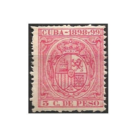 Cuba Colonial. 1898-99. 3 Centavos de Peso (Nuevo, con señal de fijasellos)