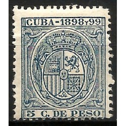 Cuba Colonial. 1898-99. 5 Centavos de Peso (Nuevo, con señal de fijasellos)