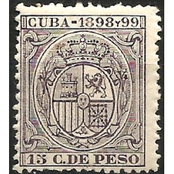 Cuba Colonial. 1898-99. 15 Centavos de Peso (Nuevo, con señal de fijasellos)