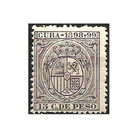 Cuba Colonial. 1898-99. 15 Centavos de Peso (Nuevo, con señal de fijasellos)