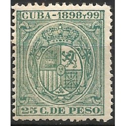 Cuba Colonial. 1989-99. 25 Centavos de Peso (Nuevo, con señal de fijasellos)