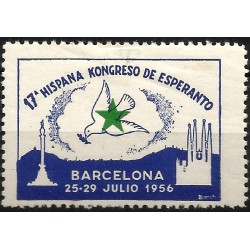 Viñeta Conmemorativa del 17a Hispana Kongreso de Esperanto. 1956. Barcelona (Nuevo, con señal de fijasellos)