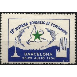 Viñeta Conmemorativa del 17a Hispana Kongreso de Esperanto. 1956. Barcelona (Nuevo, con señal de fijasellos)