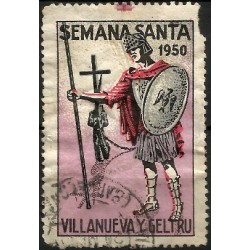 Viñeta Conmemorativa de la Semana Santa de Villanueva y Geltrú. Año 1950 (Usado)