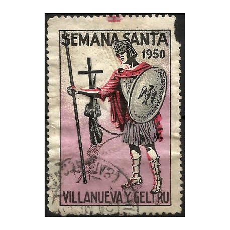Viñeta Conmemorativa de la Semana Santa de Villanueva y Geltrú. Año 1950 (Usado)