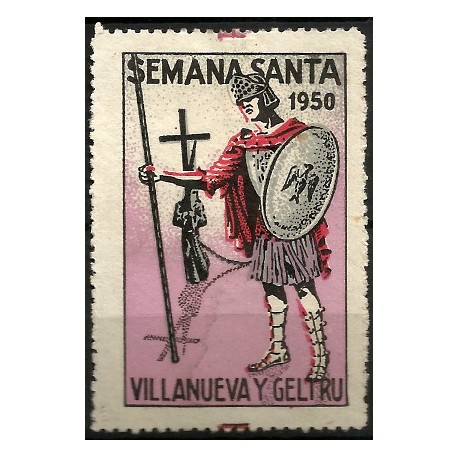 Viñeta Conmemorativa de la Semana Santa de Villanueva y Geltrú. Año 1950 (Usado)