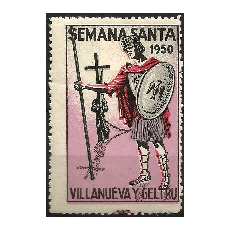 Viñeta Conmemorativa de la Semana Santa de Villanueva y Geltrú. Año 1950 (Usado)