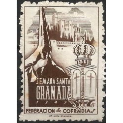 Viñeta Conmemorativa de Granada. Semana Santa. 1944. Federación de Cofradías (Usado)