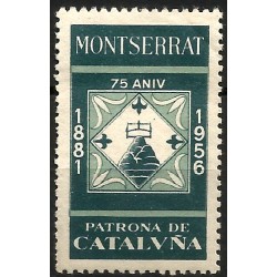 Viñeta Conmemorativa de Montserrat. Patrona de Cataluña. Año 1956 (Nuevo, con señal de fijasellos)