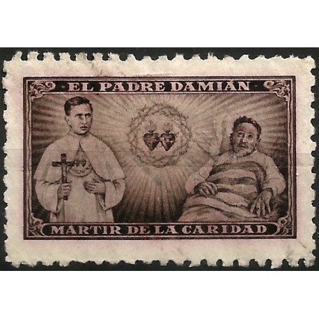 Viñeta Conmemorativa de El Padre Damián. Martir de la Caridad (Usado)