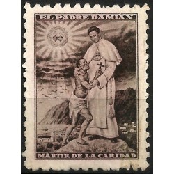 Viñeta Conmemorativa de El Padre Damián. Mártir de la Caridad (Usado)
