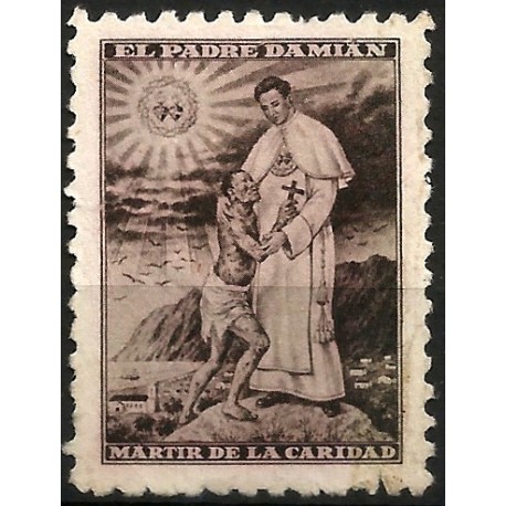 Viñeta Conmemorativa de El Padre Damián. Mártir de la Caridad (Usado)