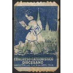 Viñeta Conmemorativa de Congreso Catequístico Diocesano. Barcelona. Año. 1946 (Usado)