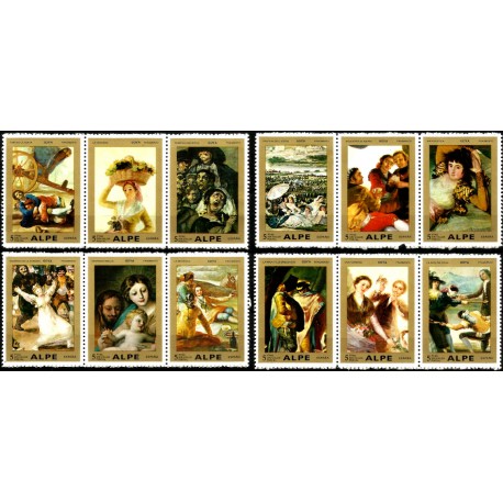Viñetas Conmemorativas de Pinturas de Goya (Nuevo, con señal de fijasellos)