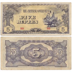 (15b) Burma. 1942-44. 5 Rupees (MBC) Ocupación Japonesa