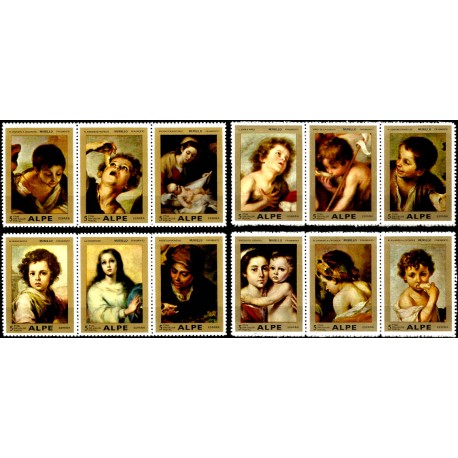Viñetas Conmemorativas de Pinturas de Murillo (Nuevo, con señal de fijasellos)