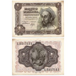 Estado Español. 1951. 1 Peseta (SC-) Serie L. Esquina oscurecida