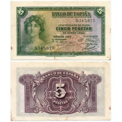 España. 1935. 5 Pesetas (MBC+) Sin Serie. Manchas