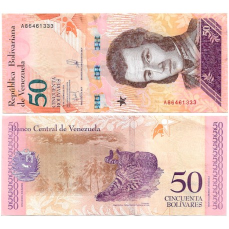 (105) Venezuela. 2018. 50 Bolívares (EBC) Manchas de Impresión
