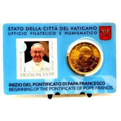 Ciudad del Vaticano. 2013. 50 Céntimos y Sello (SC) Stamp&Coincard Nº 3