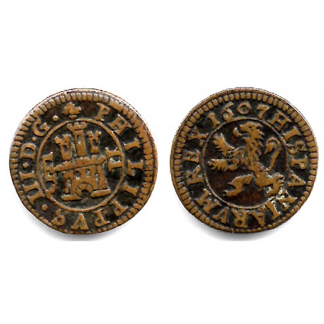 Felipe III. 1607. 2 Maravedí (MBC+) Ceca de Segovia