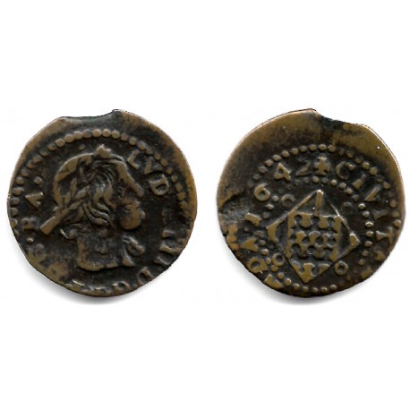 Luis XIII (Principado Catalán). 1642. Seiseno (BC+) Ceca de Gerona