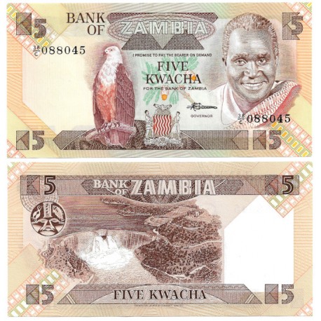 (25d) Zambia. 1980-88. 5 Kwacha (SC)