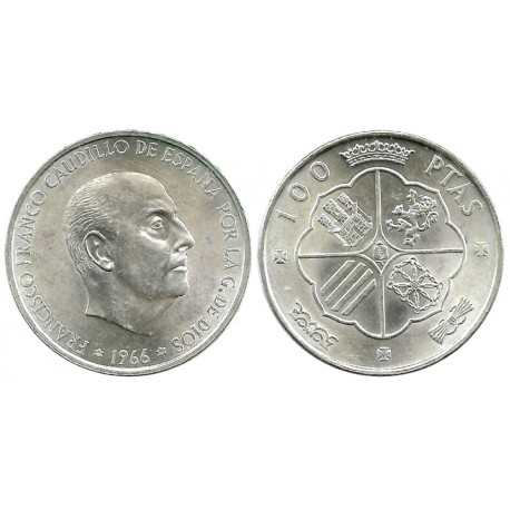Estado Español. 1966*(19-70). 100 Pesetas (EBC+) (Plata)
