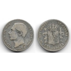 Alfonso XII. 1882*(-----). 1 Peseta (BC) (Plata) Ceca de Madrid MS-M