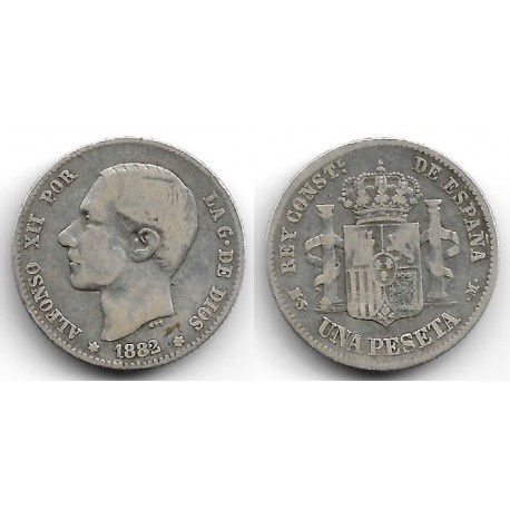Alfonso XII. 1882*(-----). 1 Peseta (BC) (Plata) Ceca de Madrid MS-M