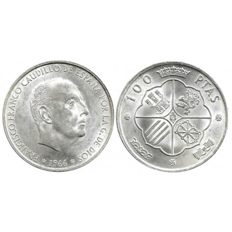 Estado Español. 1966*(19-67). 100 Pesetas (EBC) (Plata)