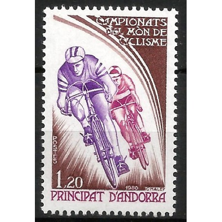 Andorra Francesa. 1980. 1,20 Francs (Nuevo) Campeonato del Mundo de Ciclismo