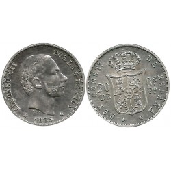 Alfonso XII. 1885. 20 Centavos (MBC+) (Plata) Ceca de Manila