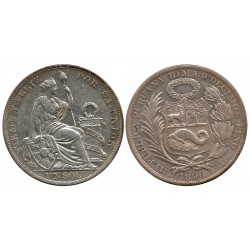 (196.26) Perú. 1896F. 1 Sol (EBC-) (Plata)