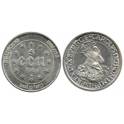 (166) Bélgica. 1987. 5 Ecu (SC) (Plata)