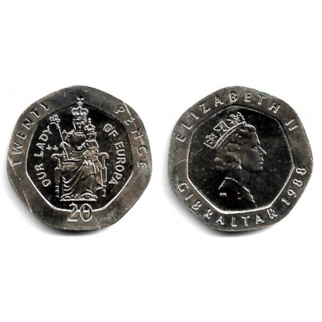 (16) Gibraltar. 1988. 20 Pence (SC-)