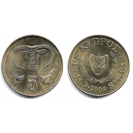 (55.3) Chipre. 2004. 5 Cents (SC)