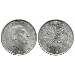 Estado Español. 1966*(19-66). 100 Pesetas (EBC+) (Plata)