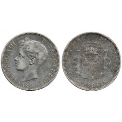 Alfonso XIII. 1898*(18-9-). 5 Pesetas (BC) (Plata) Ceca de Madrid SG-V