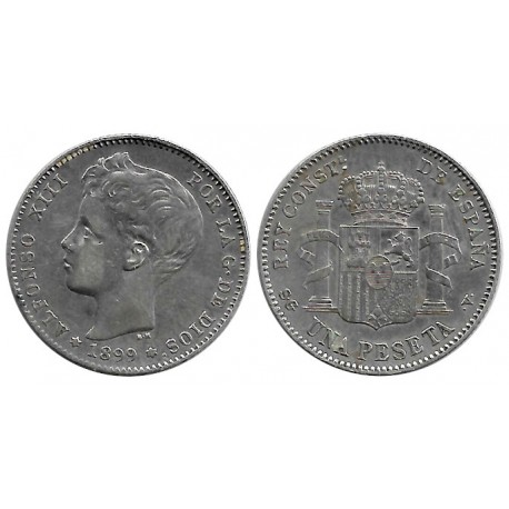 Alfonso XIII. 1899*(18-99). 1 Peseta (MBC) (Plata) Ceca de Madrid SG-V