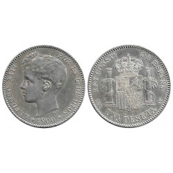 Alfonso XIII. 1900*(19-0-). 1 Peseta (MBC) (Plata) Ceca de Madrid SM-V